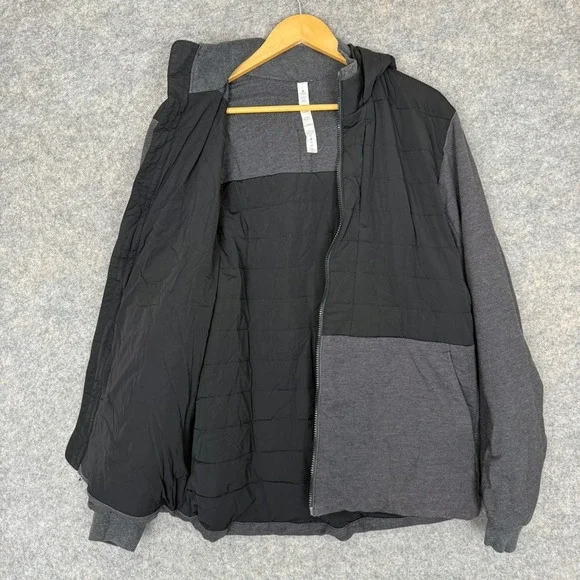 Lululemon Division Down Insulated Hybrid Puffer Jacket Mens Large Gray Black Zip